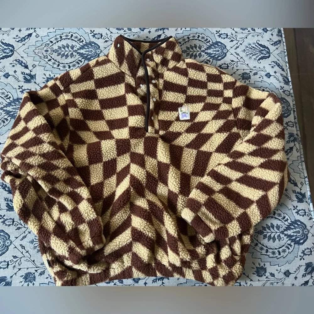 Obey Fleece Jacket Wavy Pop Over Jacket Sepia Multi size S - Picture 1 of 7